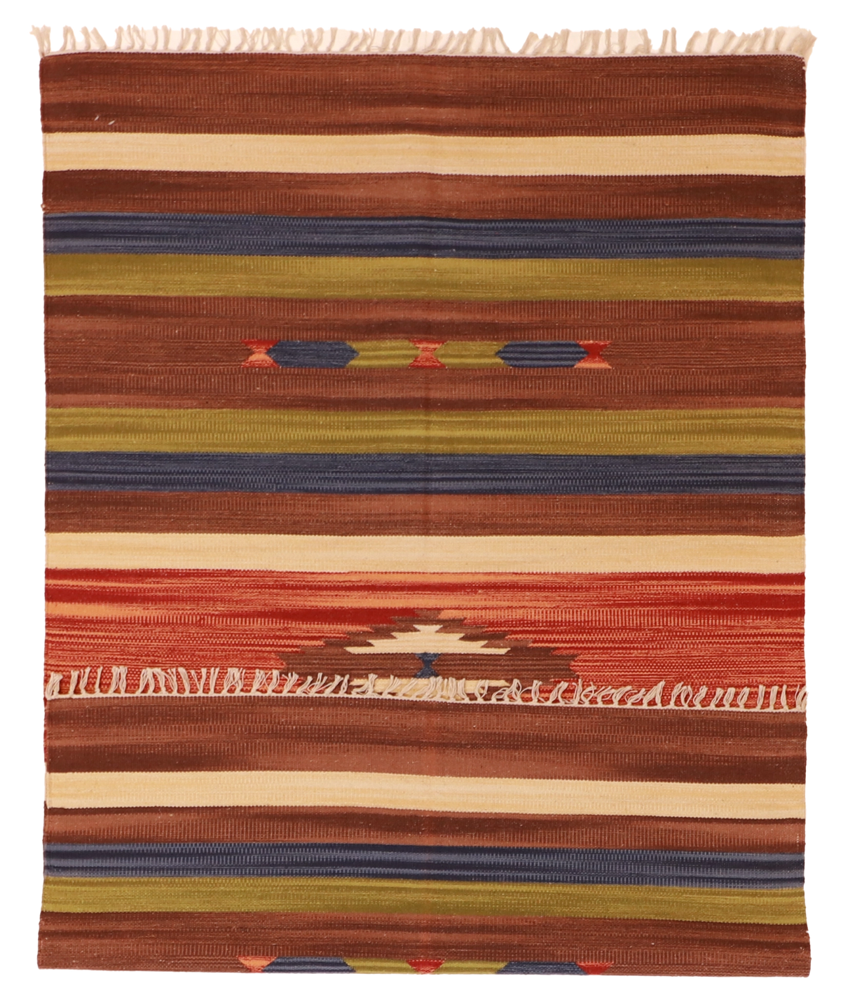 W 4 L 6 Kilim 100% Wool Hand-Woven Geometric Design - 60510