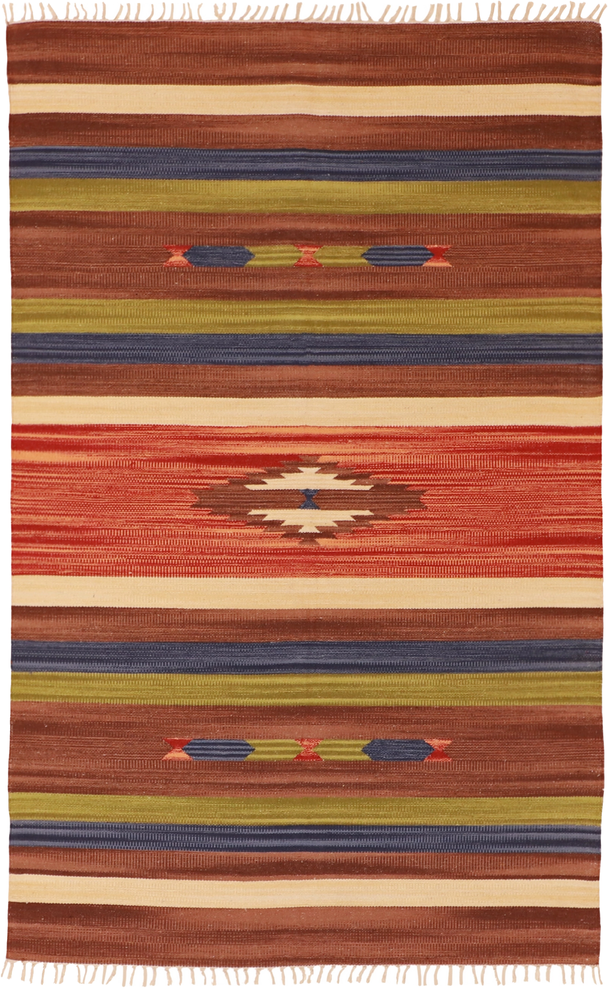 W 4 L 6 Kilim 100% Wool Hand-Woven Geometric Design - 60510