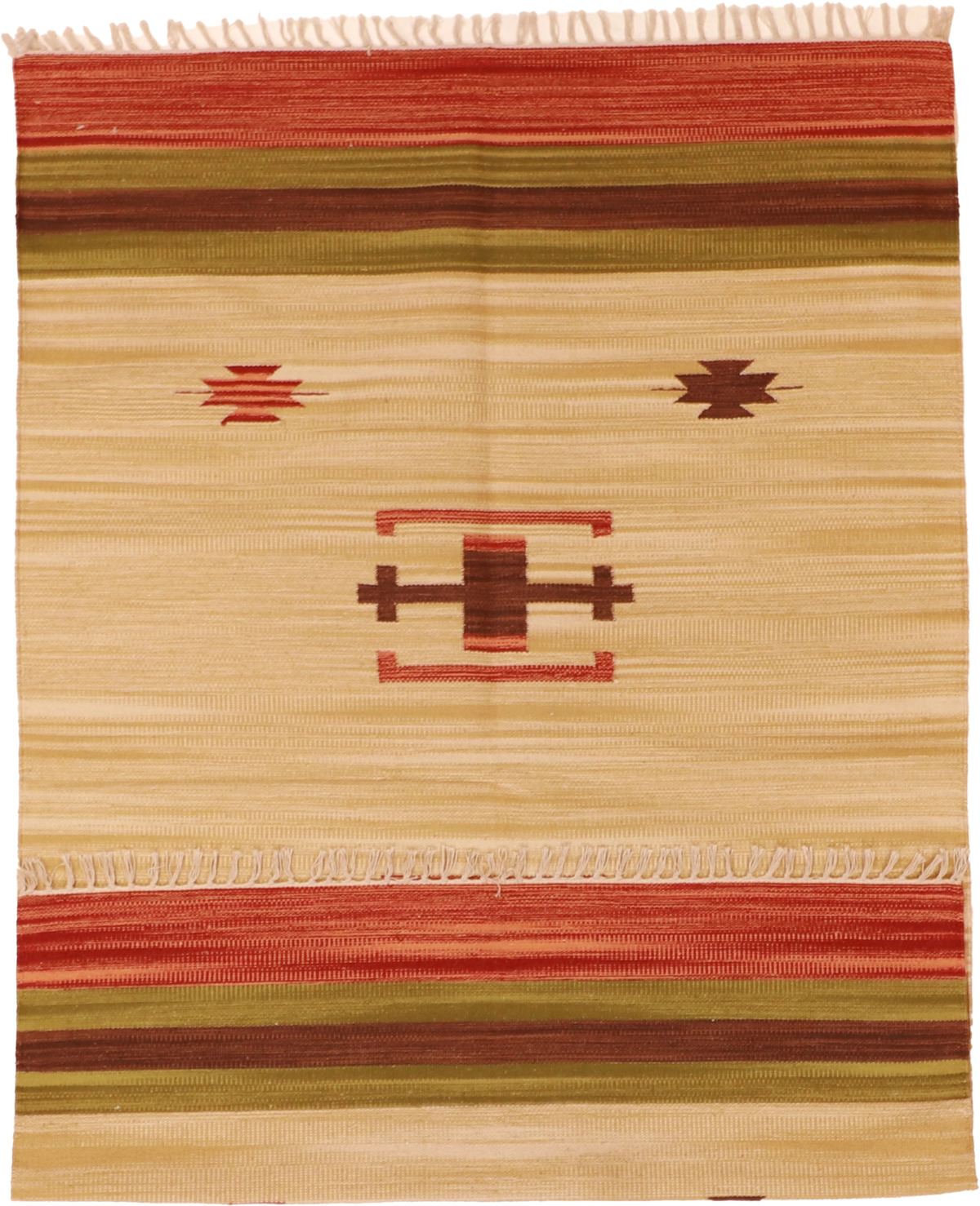 W 4 L 6 Kilim 100% Wool Hand-Woven Geometric Design Rug- 60512