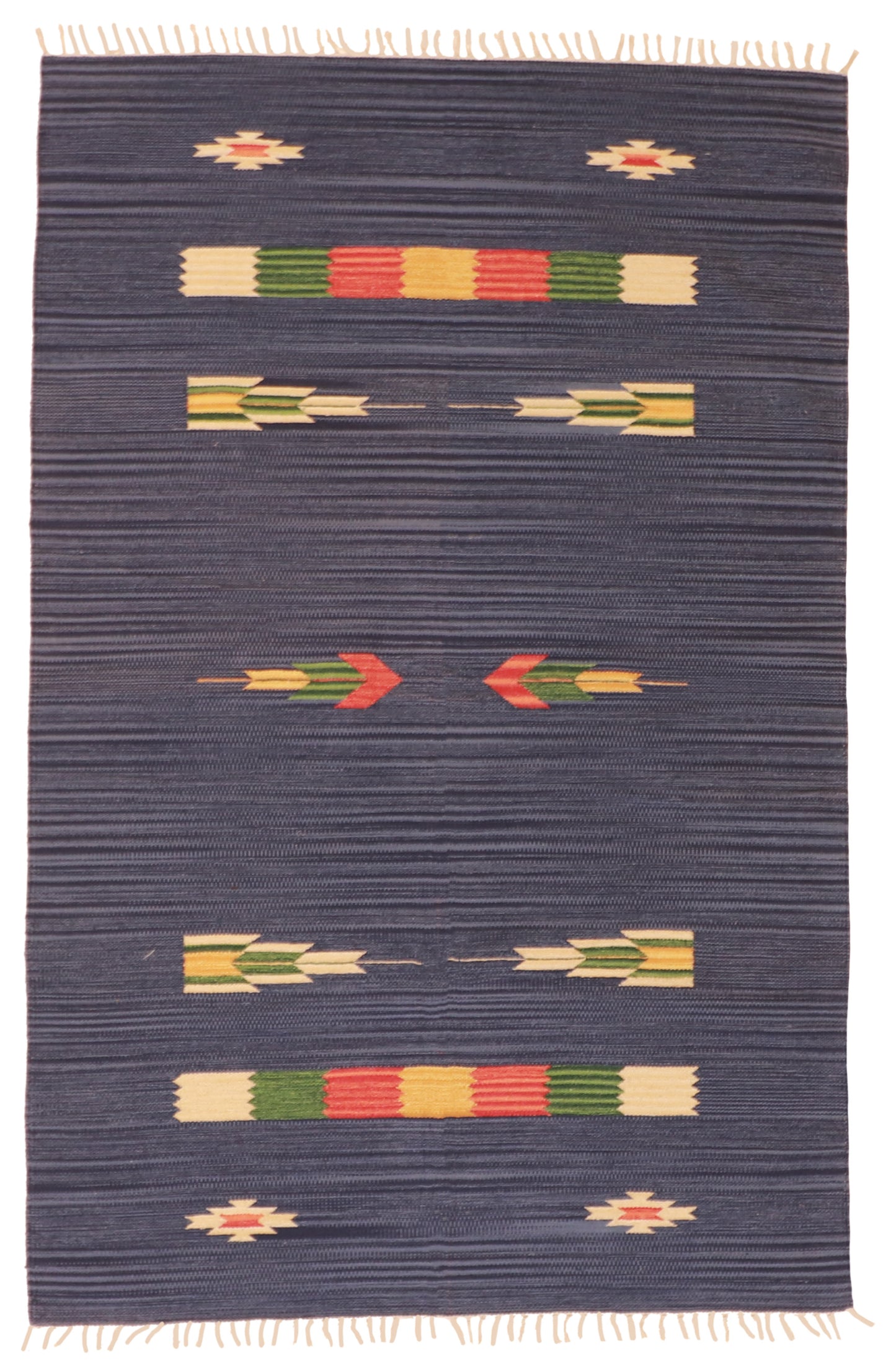 W 4 L 6 Kilim 100% Wool Hand-Woven Geometric Design - 60515