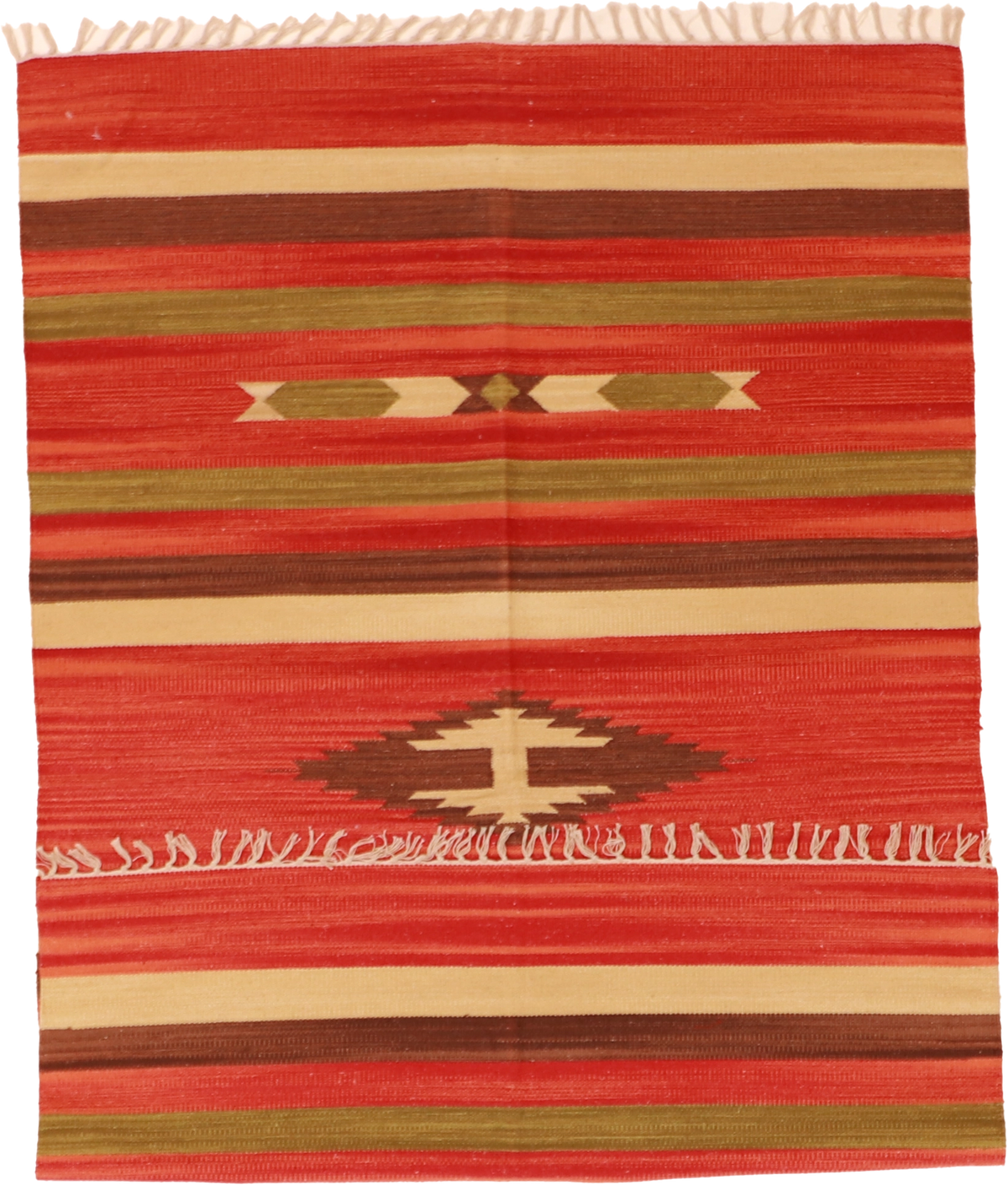 W 4 L 6 Kilim 100% Wool Hand-Woven Geometric Design - 60516