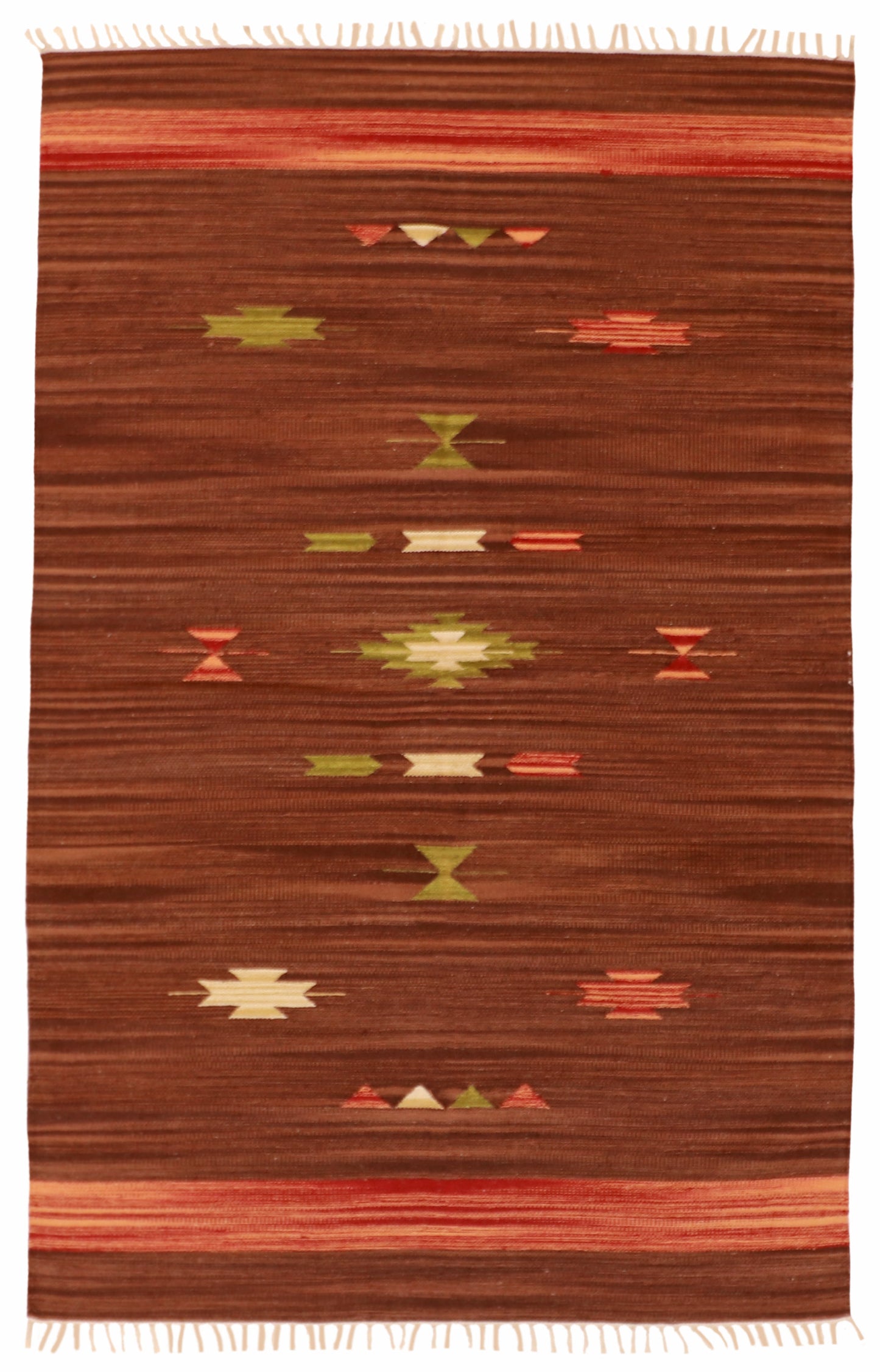 W 4 L 6 Kilim 100% Wool Hand-Woven Geometric Design - 60518