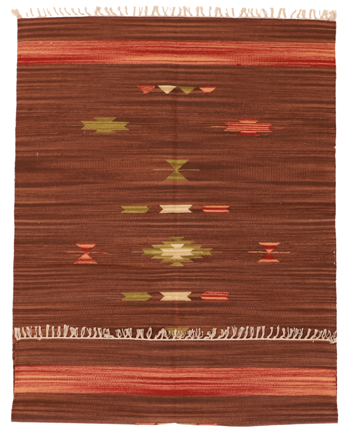 W 4 L 6 Kilim 100% Wool Hand-Woven Geometric Design - 60518