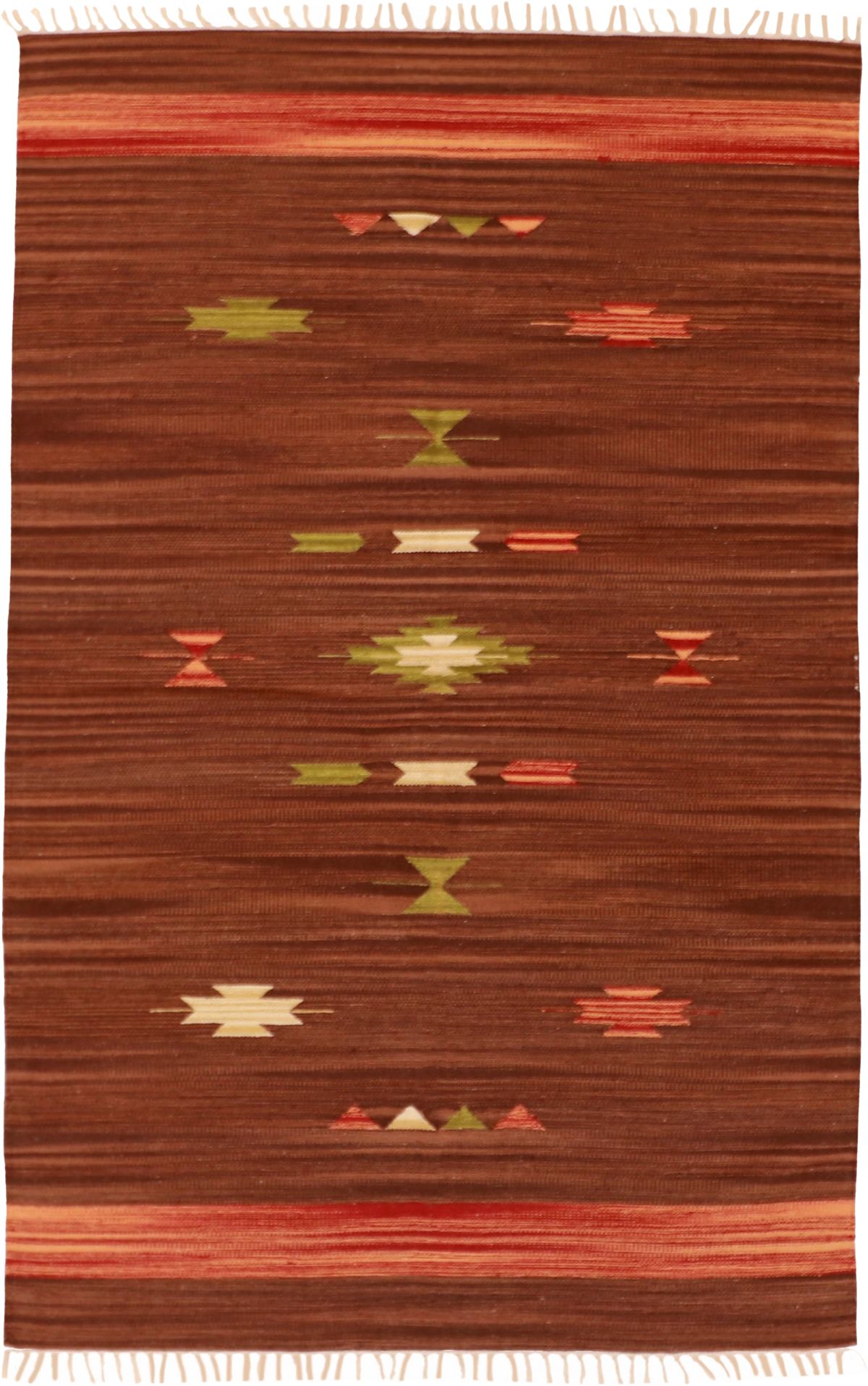 W 4 L 6 Kilim 100% Wool Hand-Woven Geometric Design - 60518