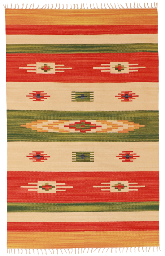 W 4 L 6 Kilim 100% Wool Hand-Woven - 60524