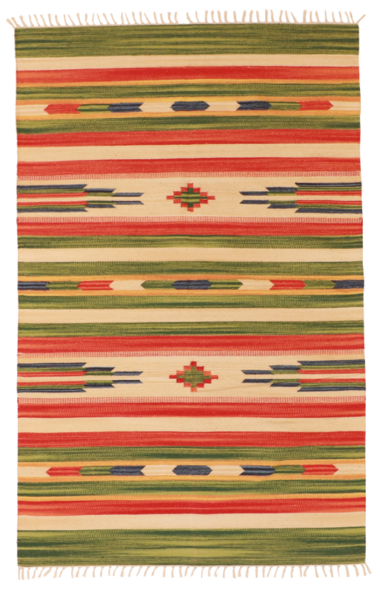 W 4 L 6 Kilim 100% Wool Hand-Woven - 60525