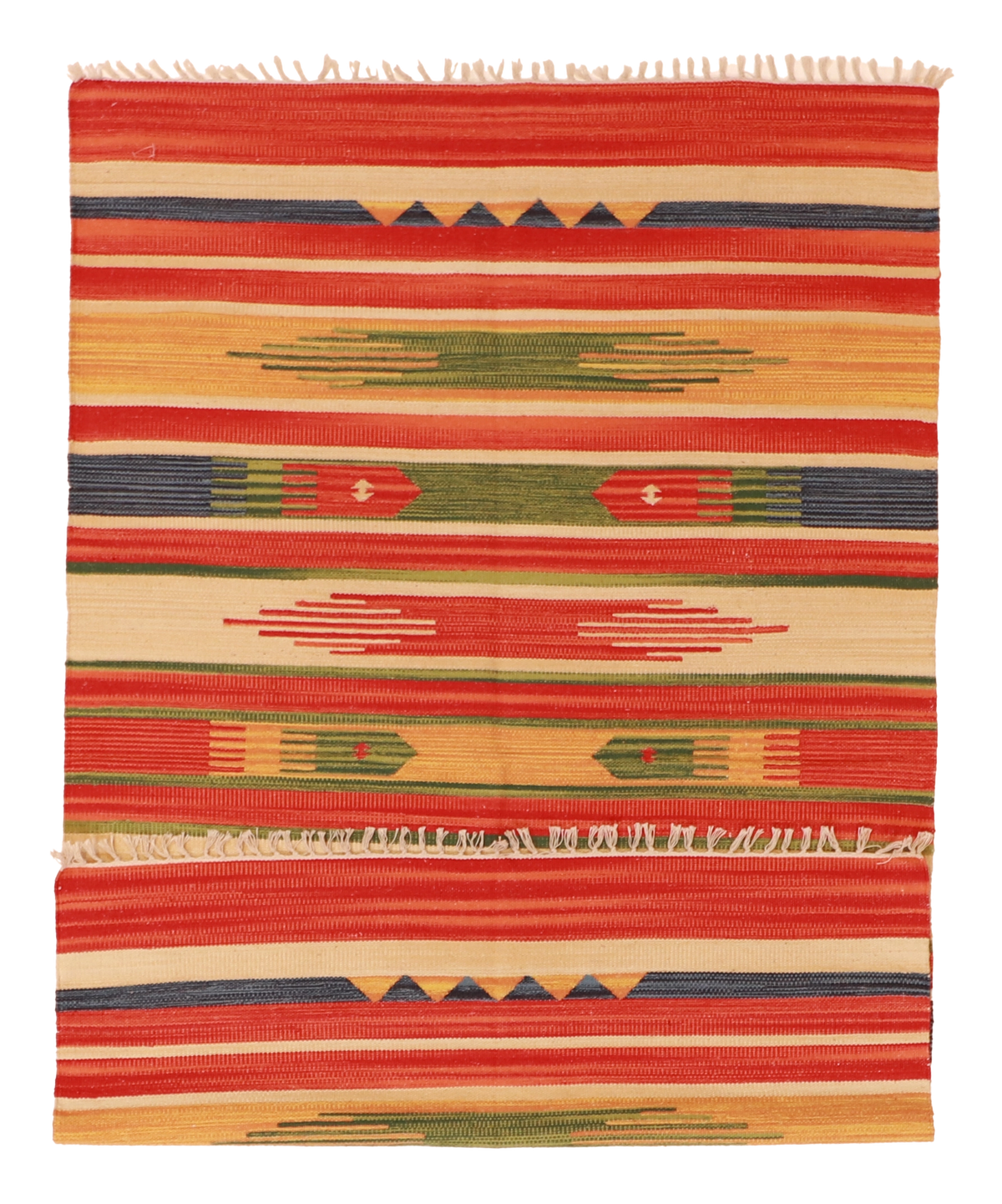 W 4 L 6 Kilim 100% Wool Hand-Woven Geometric Design Rug - 60526