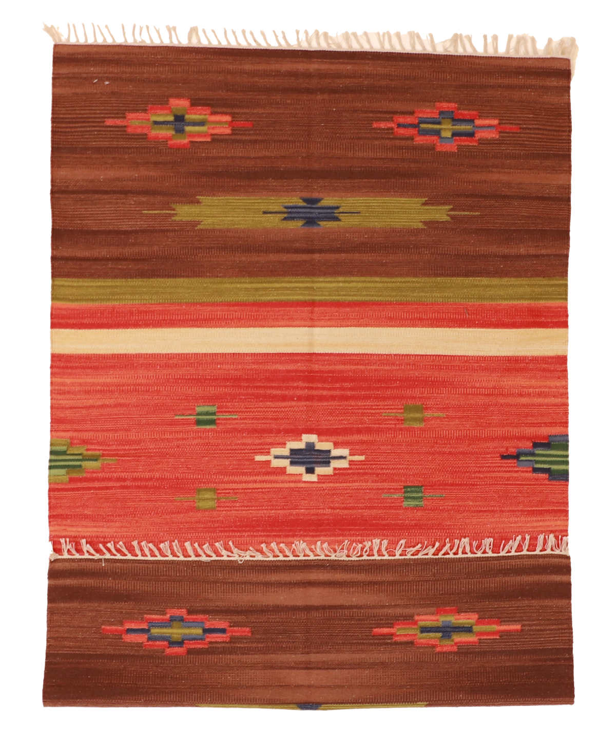 W 4 L 6 Kilim 100% Wool Hand-Woven Geometric Design - 60527