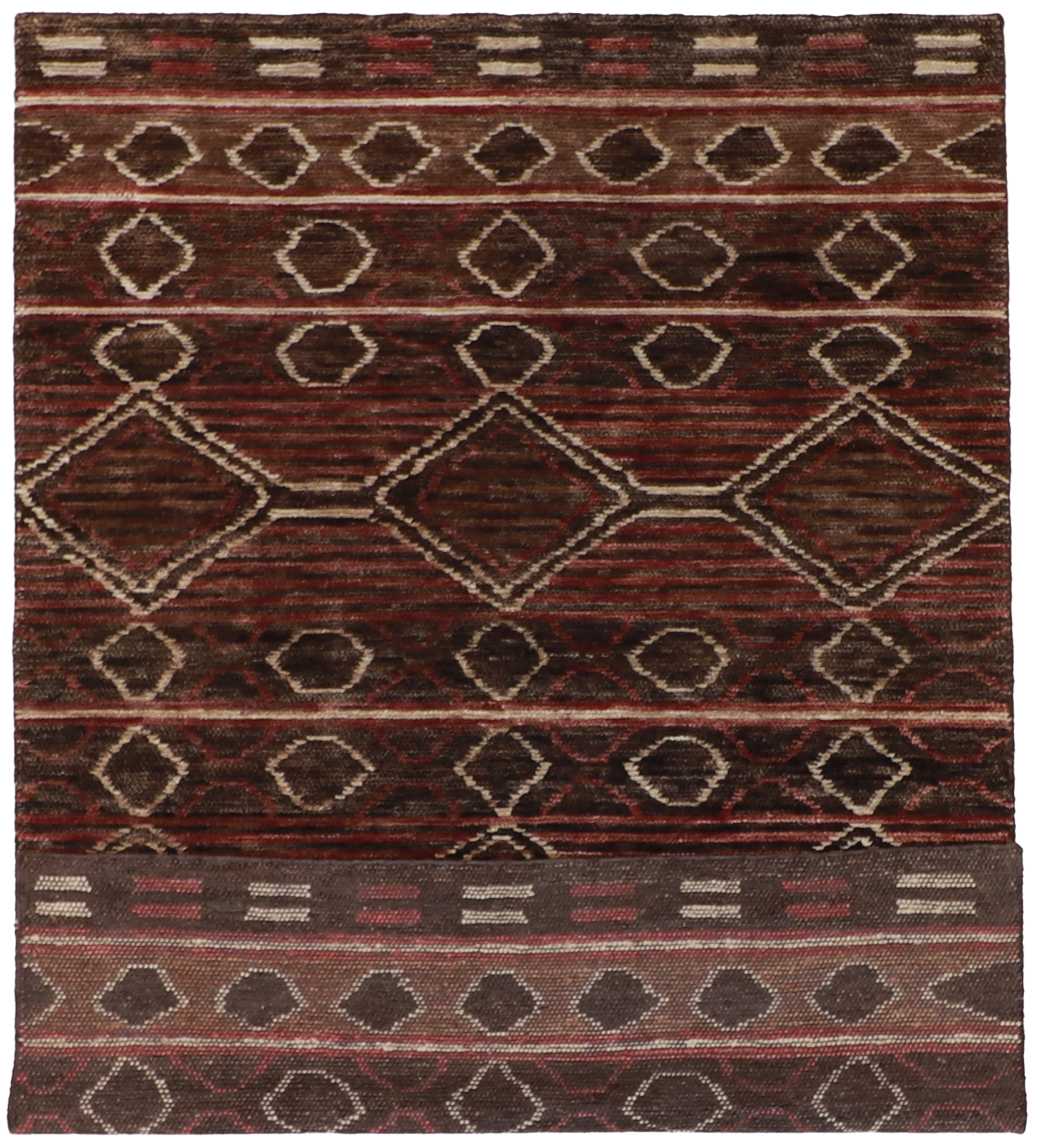W 6.1 L 8.10 Modern 100% Wool Handmade All Over Jute Design - 60583