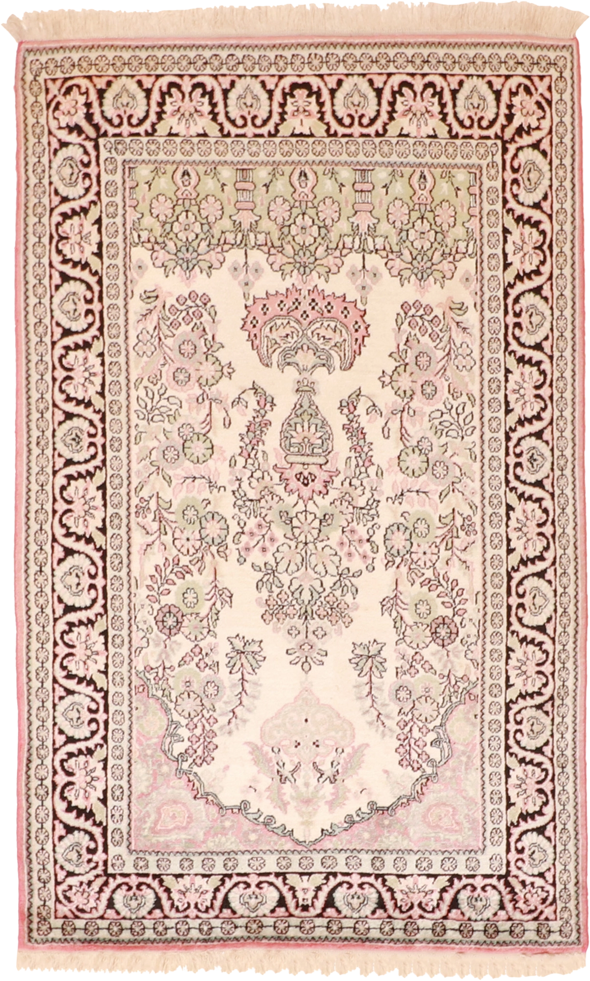 W 3 L 4.9 Kashmiri 100% Silk Hand-Woven All-Over Design - 60665