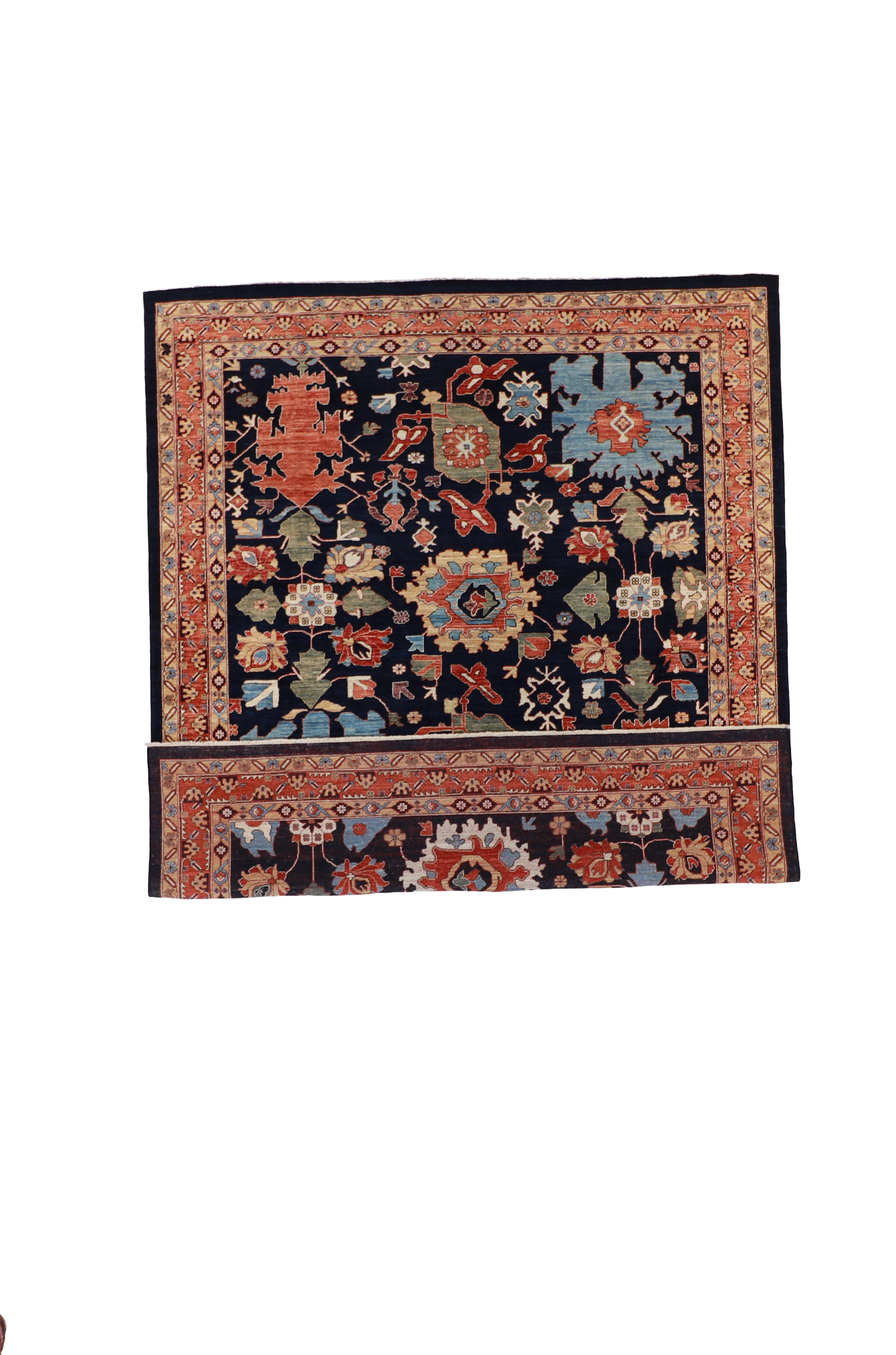 W 8 L 9.9 Mahal 100% Wool Hand-Woven All-Over Design - 60693