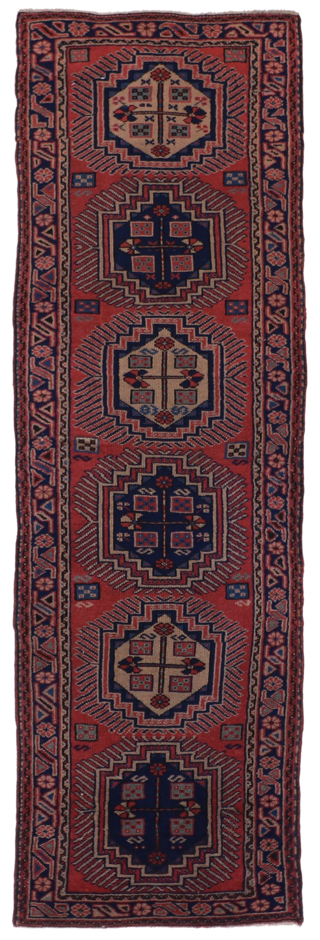 W 2.6 L 7.10 Sparta Antique Runner 100% Wool Handmade Persian All Over Design - 60767