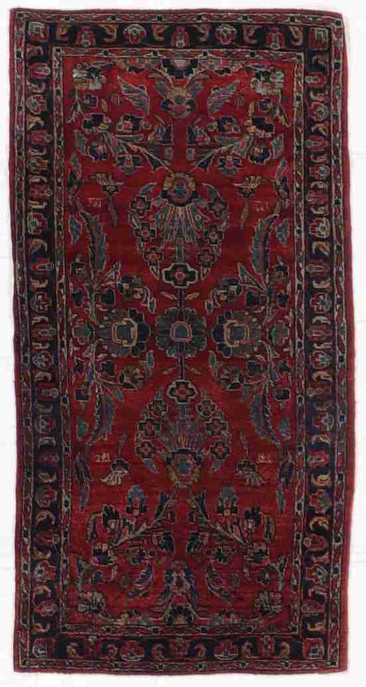 W 2.2 L 4.3 Farahan Antique Runner 100% Wool Handmade All Over Design - 60768