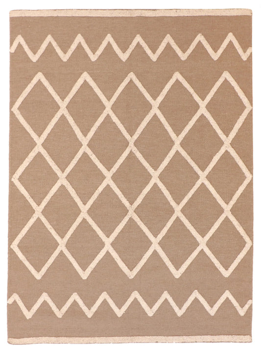 5 x 7 - Mountain Modern Silk/Wool Western Rectangle - Finest Hand-Knotted Quality Wool — 60775