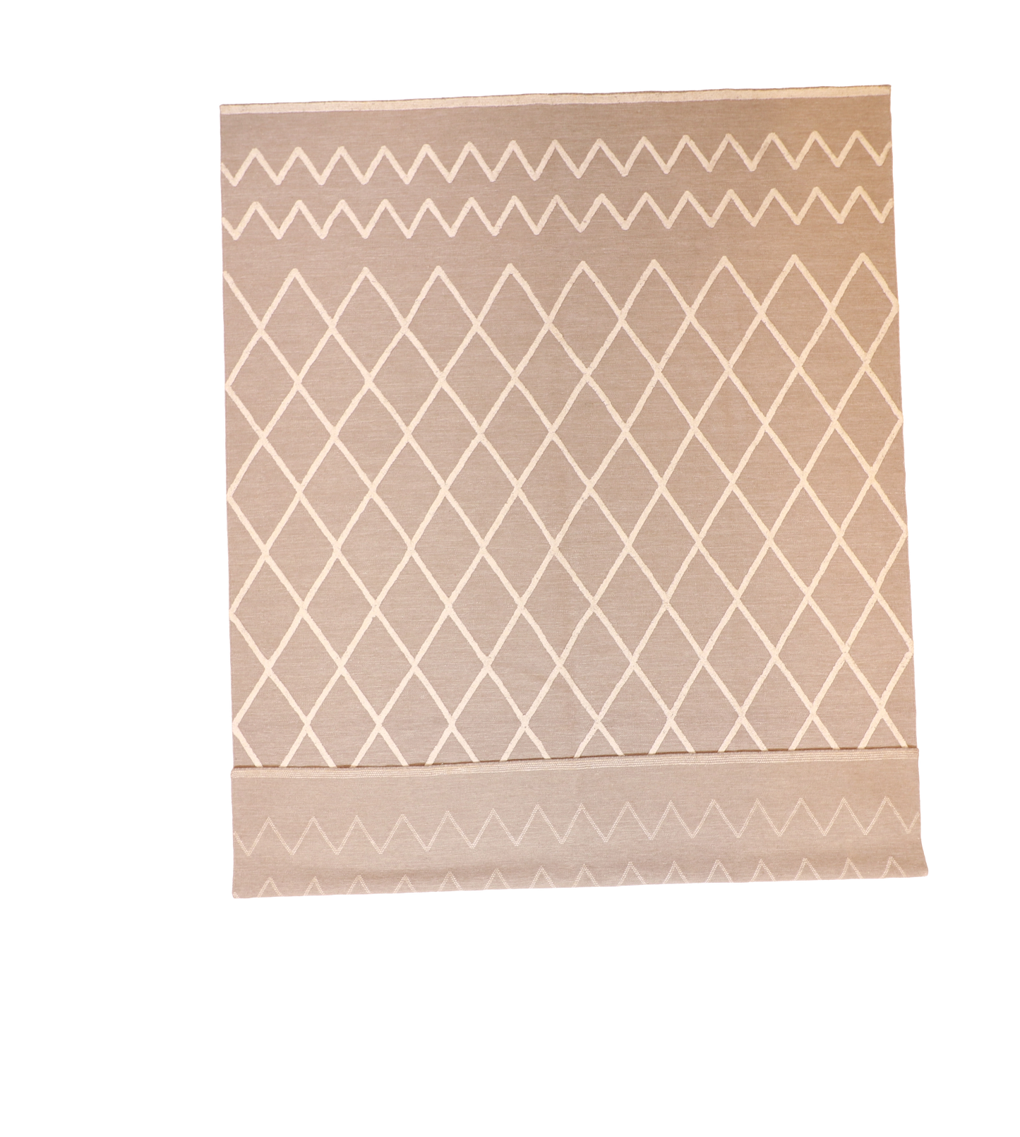 W 10 L 14 Kilim Wool-Silk Hand-Woven Modern Design - 60778