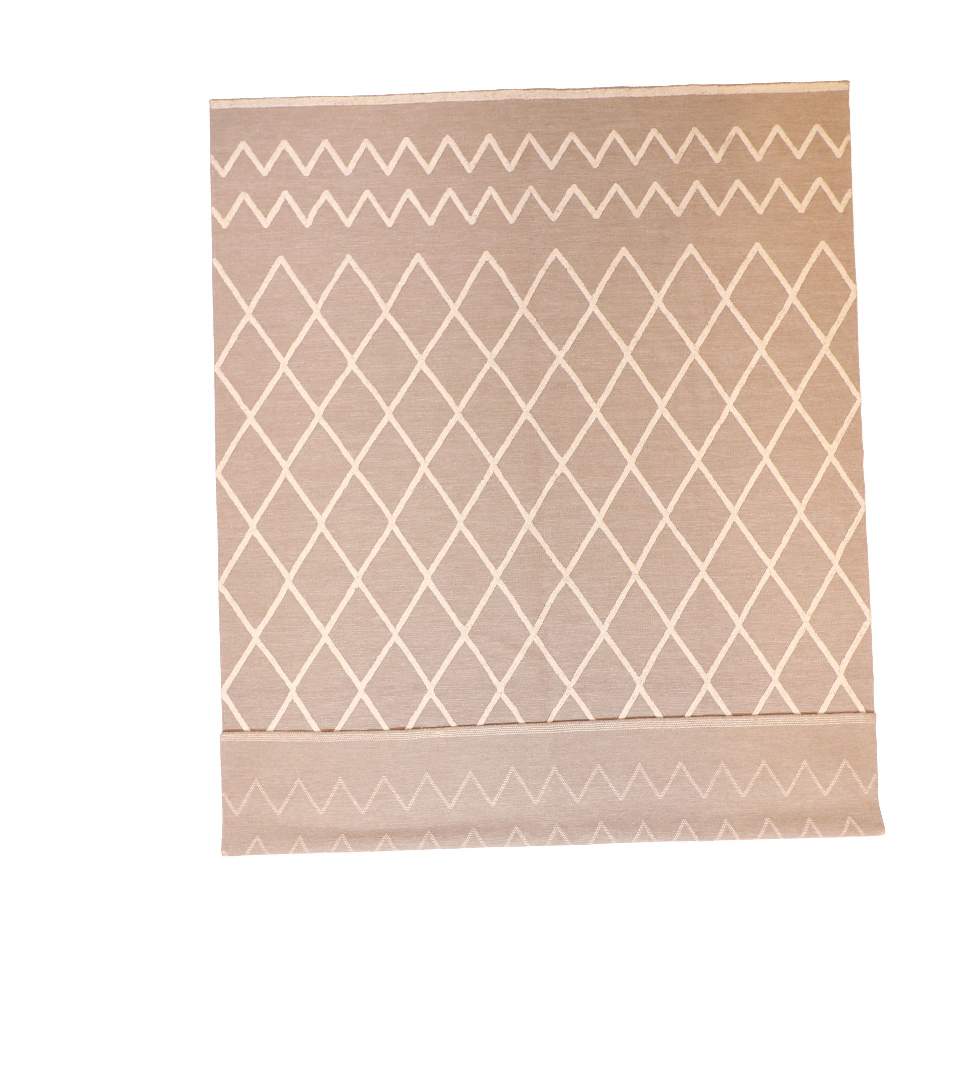 W 10 L 14 Kilim Wool-Silk Hand-Woven Modern Design - 60778