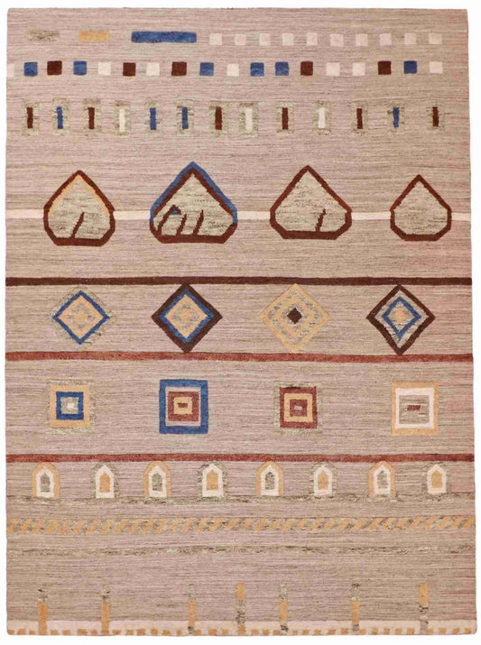 W 9 L 12 Morroccan 100% Wool Hand-Woven All-Over Design - 60810