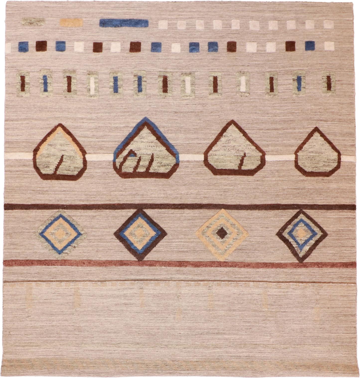 W 9 L 12 Morroccan 100% Wool Hand-Woven All-Over Design - 60810