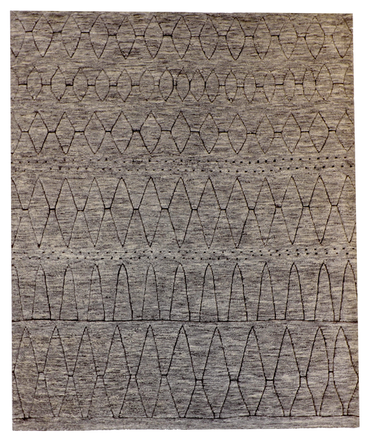 W 8 L 10 Moroccan 100% Wool Hand-Woven All-Over Design - 60813