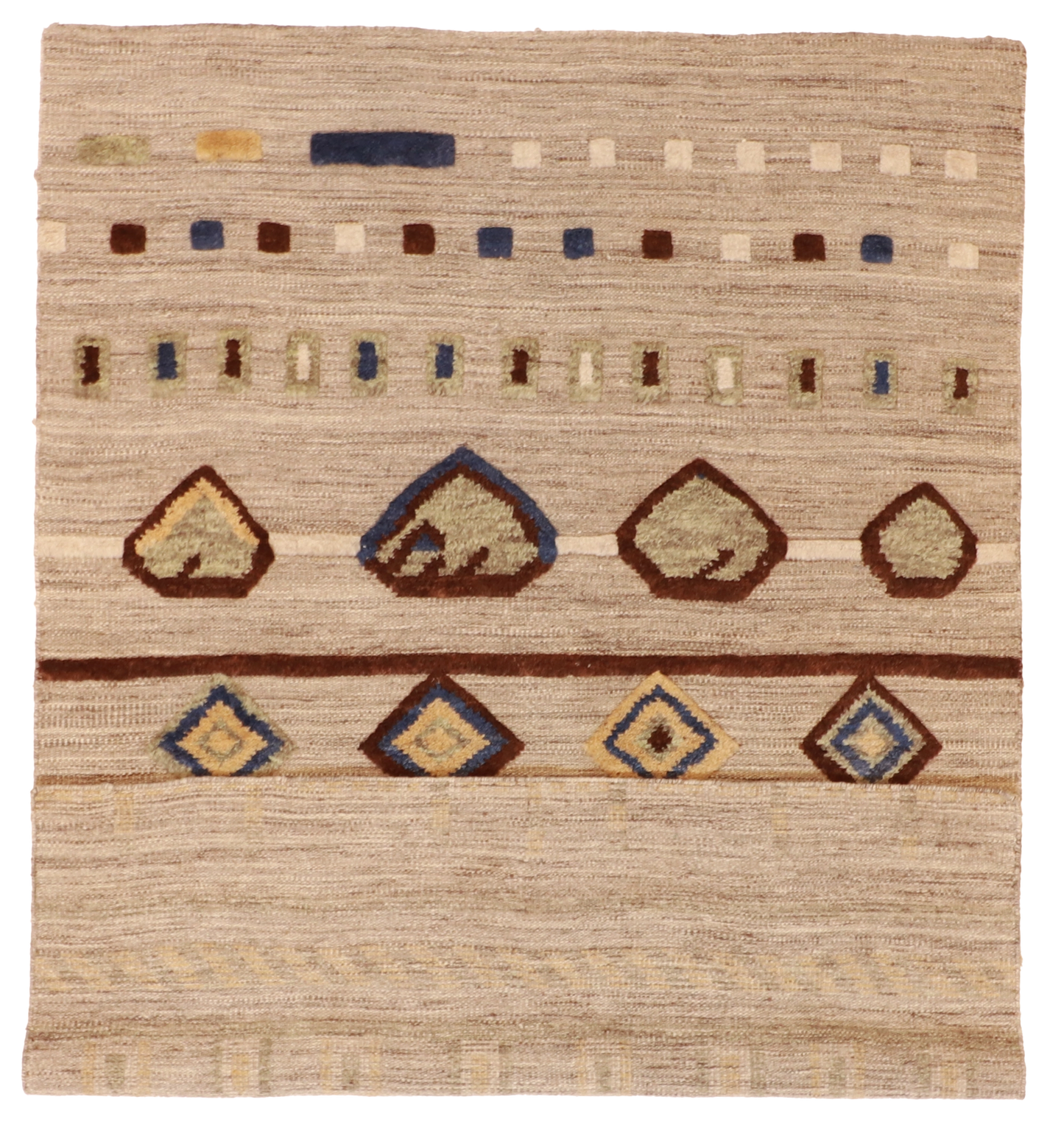 W 5.1 L 7.2 Moroccan 100% Wool Hand-Woven All-Over Design - 60815
