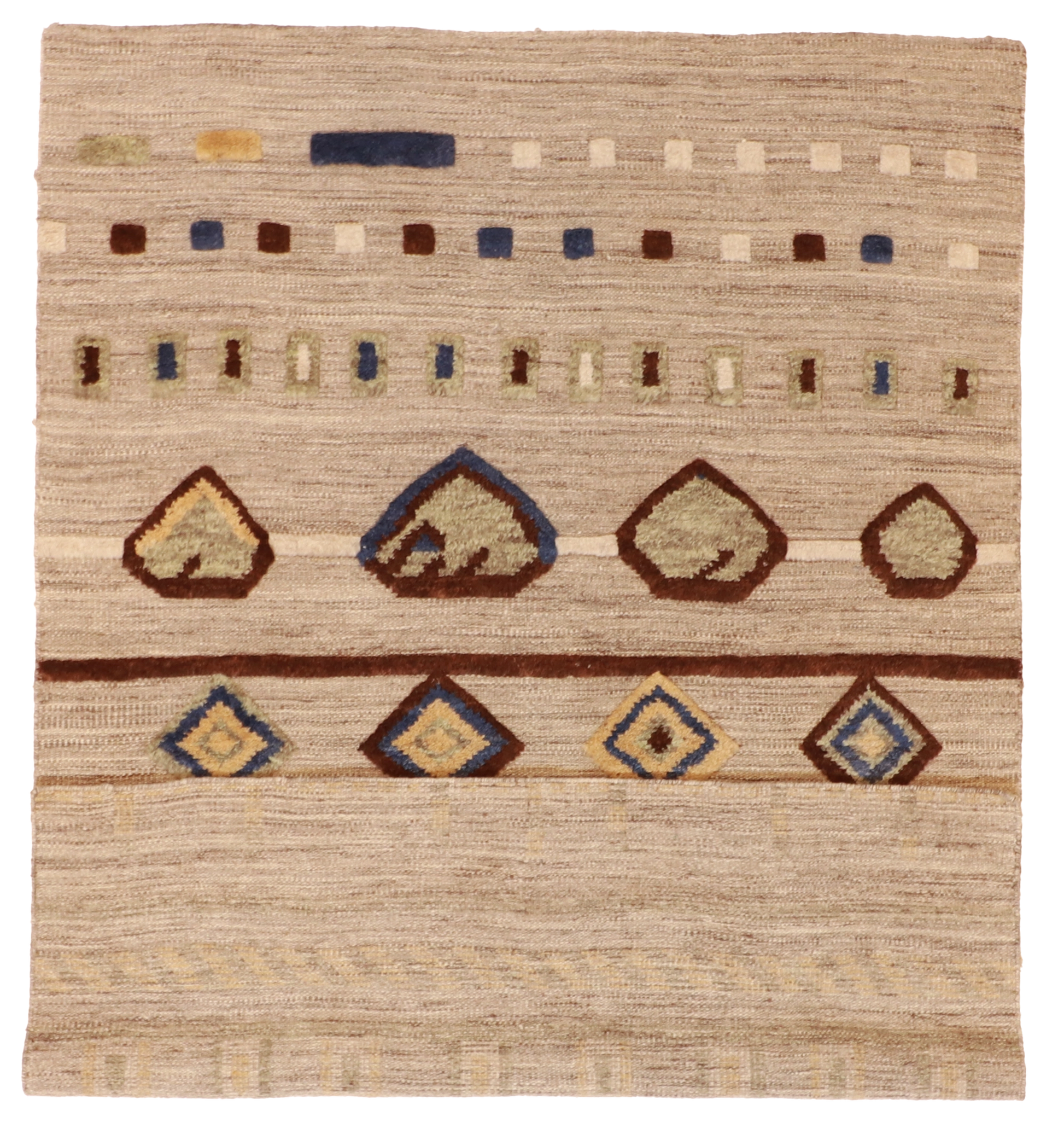 W 5.1 L 7.2 Moroccan 100% Wool Hand-Woven All-Over Design - 60815