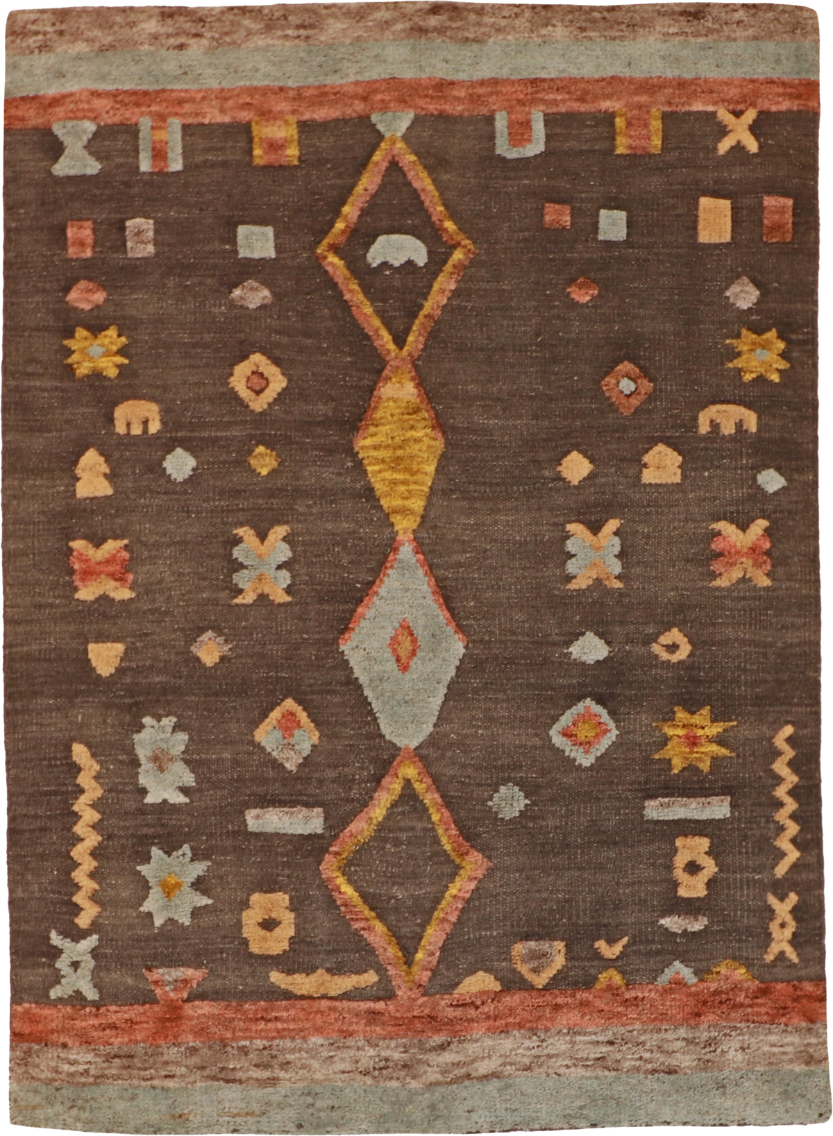 W 4.11 L 6.10 Moroccan 100% Wool Hand-Woven All-Over Design - 60818