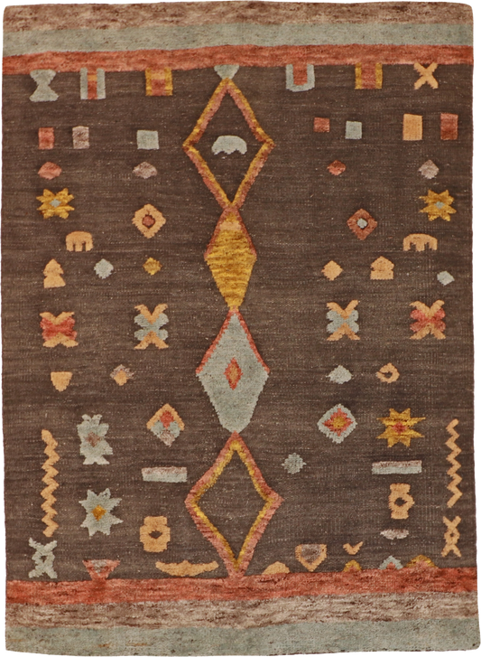 W 4.11 L 6.10 Moroccan 100% Wool Hand-Woven All-Over Design - 60818