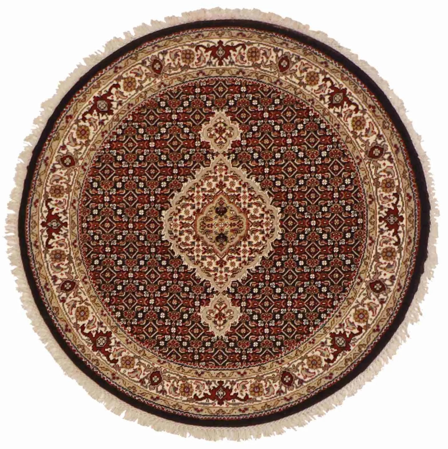 4x4 - Mahie Fine/Wool All Over Round - Hand Knotted Rug — 60836