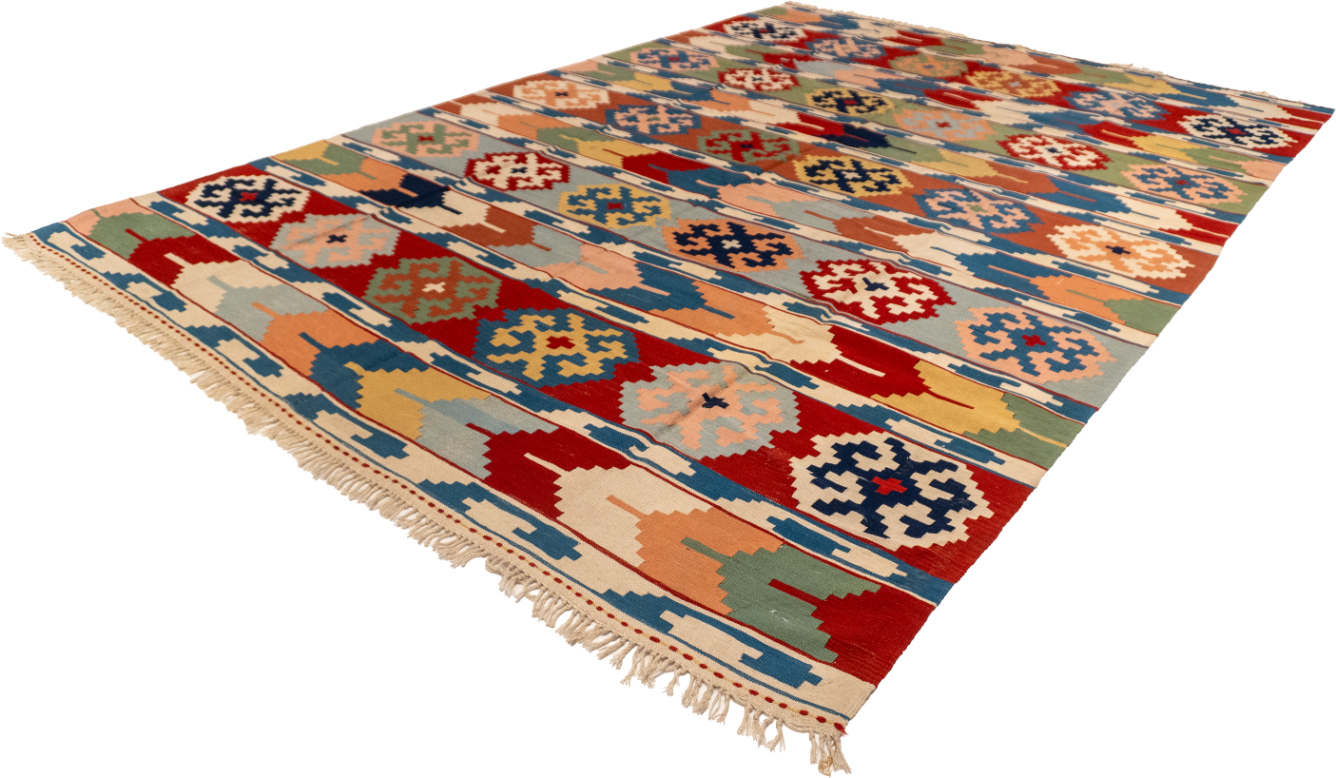 W 8.3 L 11.7 Kinora 100% Wool Hand-Woven Geometric Design - 60886