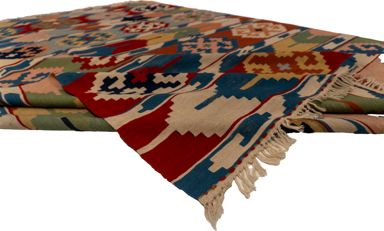 W 8.3 L 11.7 Kinora 100% Wool Hand-Woven Geometric Design - 60886