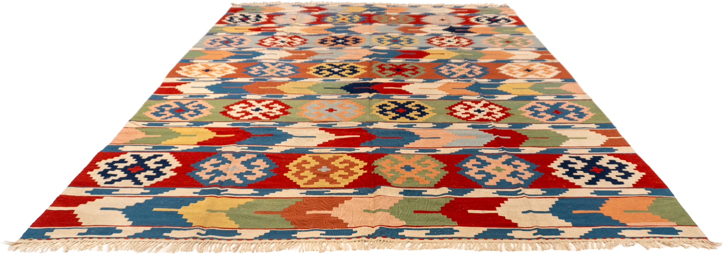 W 8.3 L 11.7 Kinora 100% Wool Hand-Woven Geometric Design - 60886