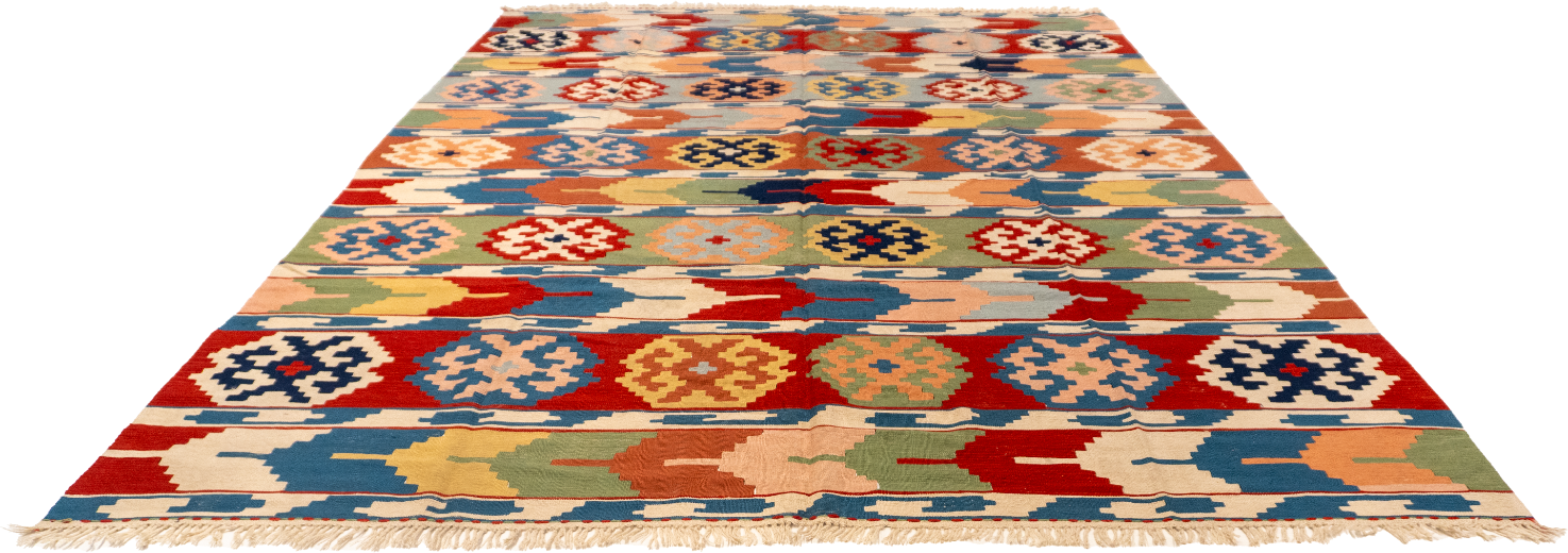 W 8.3 L 11.7 Kinora 100% Wool Hand-Woven Geometric Design - 60886