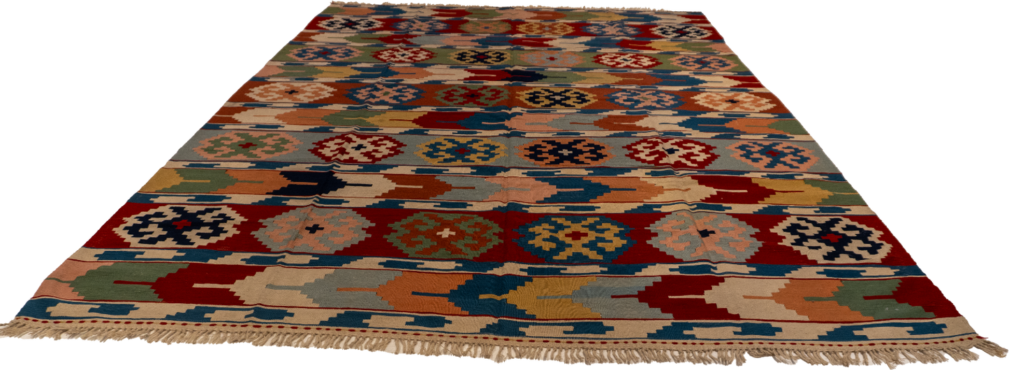 W 8.3 L 11.7 Kinora 100% Wool Hand-Woven Geometric Design - 60886