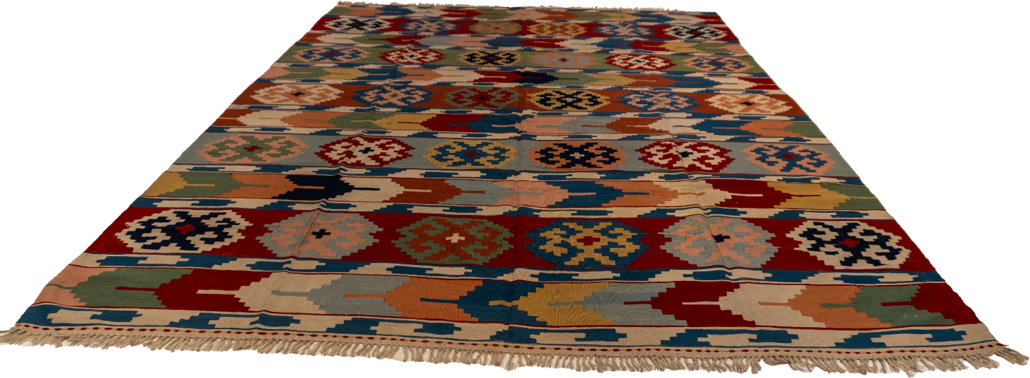 W 8.3 L 11.7 Kinora 100% Wool Hand-Woven Geometric Design - 60886
