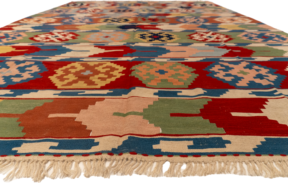 W 8.3 L 11.7 Kinora 100% Wool Hand-Woven Geometric Design - 60886