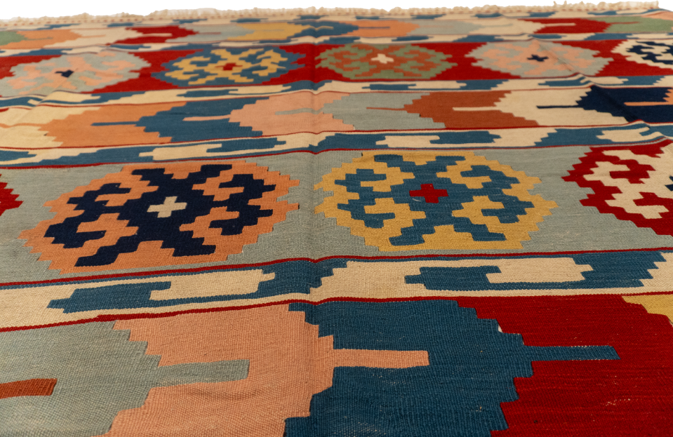 W 8.3 L 11.7 Kinora 100% Wool Hand-Woven Geometric Design - 60886