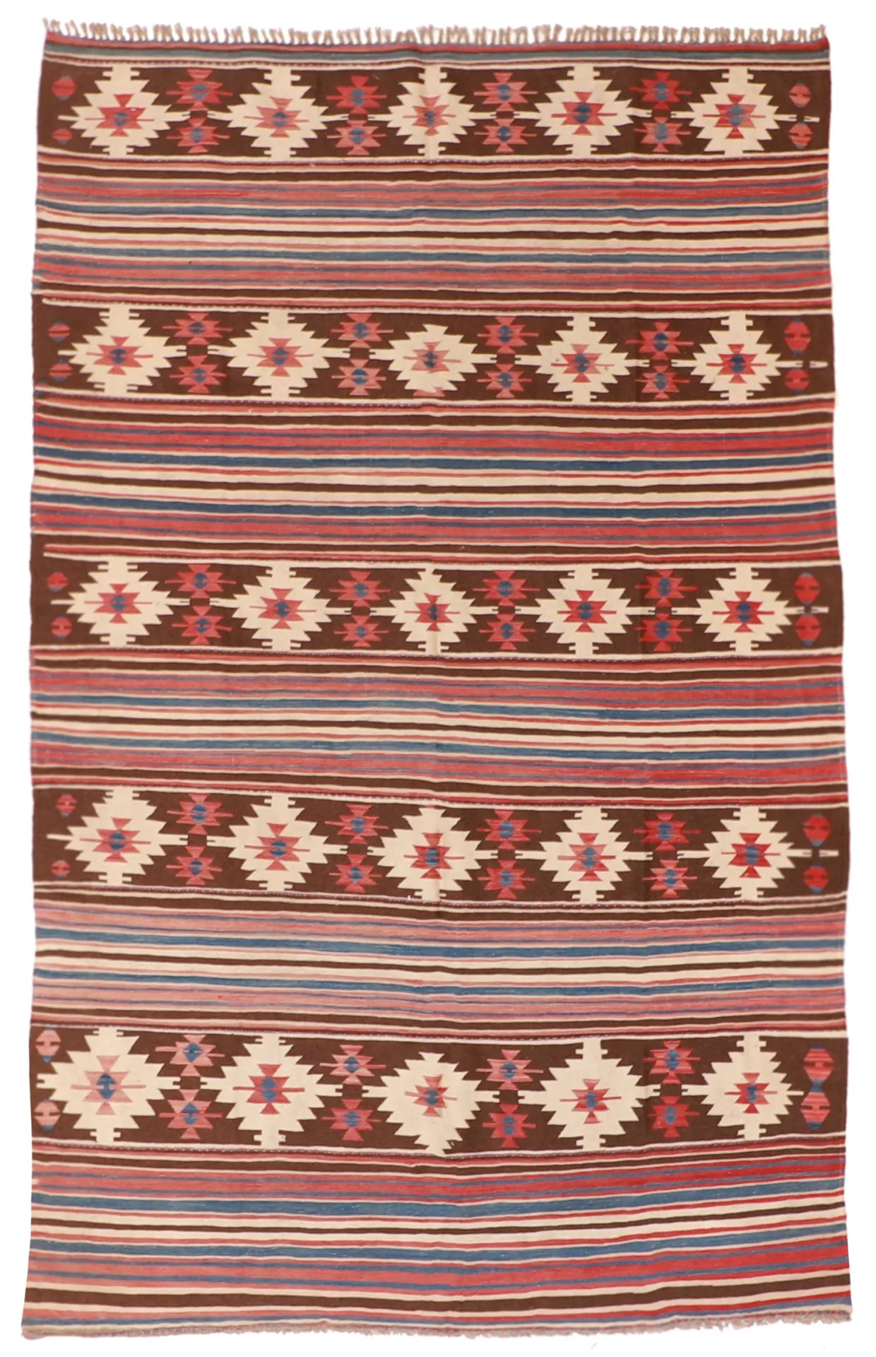 6 x 9.4 - Kilim Fine/Wool Geometric Rectangle - Finest Hand-Made Quality Wool — 60887