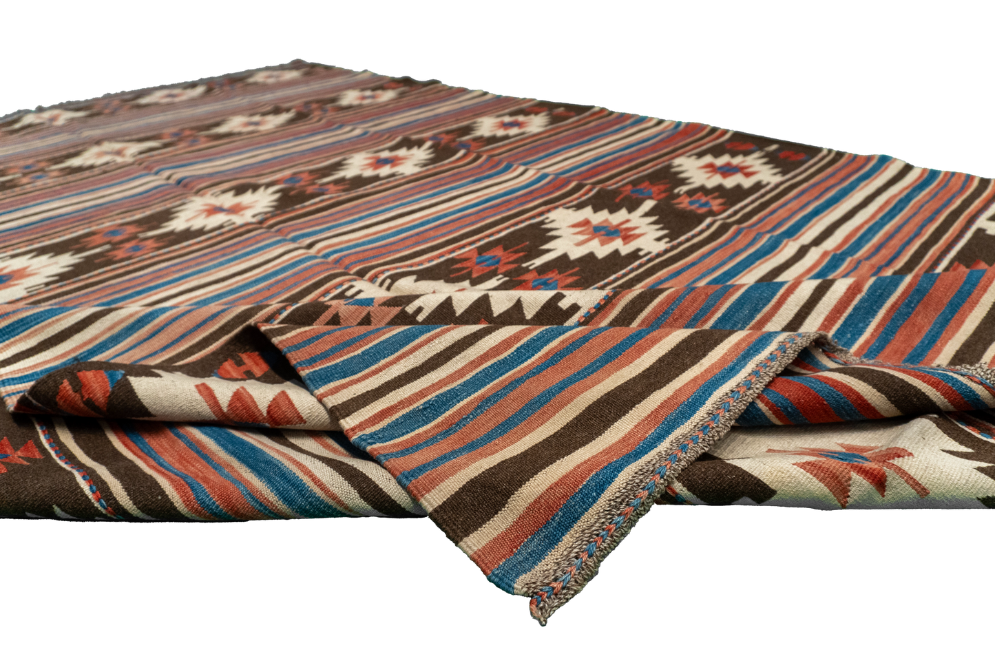 W 6 - L 9.4 - Kilim Fine/Wool Geometric Rectangle - Finest Hand-Made Quality Wool - 60887