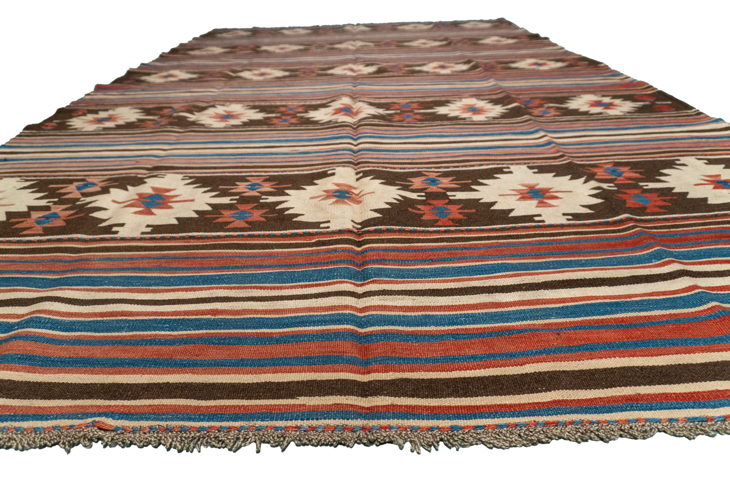 W 6 - L 9.4 - Kilim Fine/Wool Geometric Rectangle - Finest Hand-Made Quality Wool - 60887