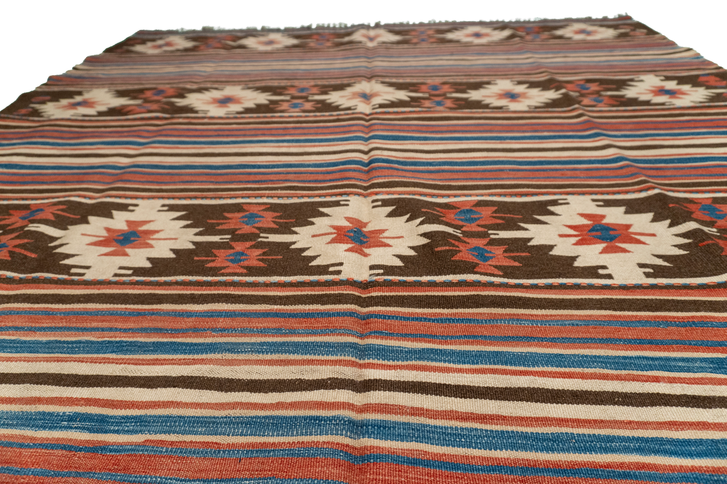 W 6 - L 9.4 - Kilim Fine/Wool Geometric Rectangle - Finest Hand-Made Quality Wool - 60887