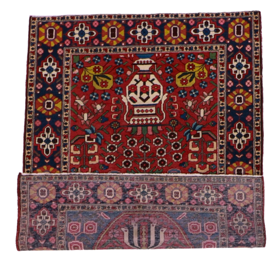 W 5 L 6.6 Bakhtiarie Antique 100% Wool Hand-Woven All-Over Design - 60896