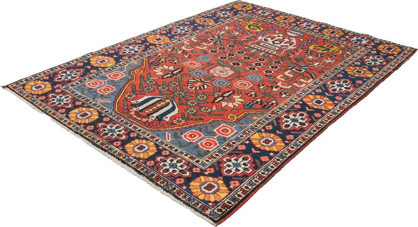 W 5 L 6.6 Bakhtiarie Antique 100% Wool Hand-Woven All-Over Design - 60896