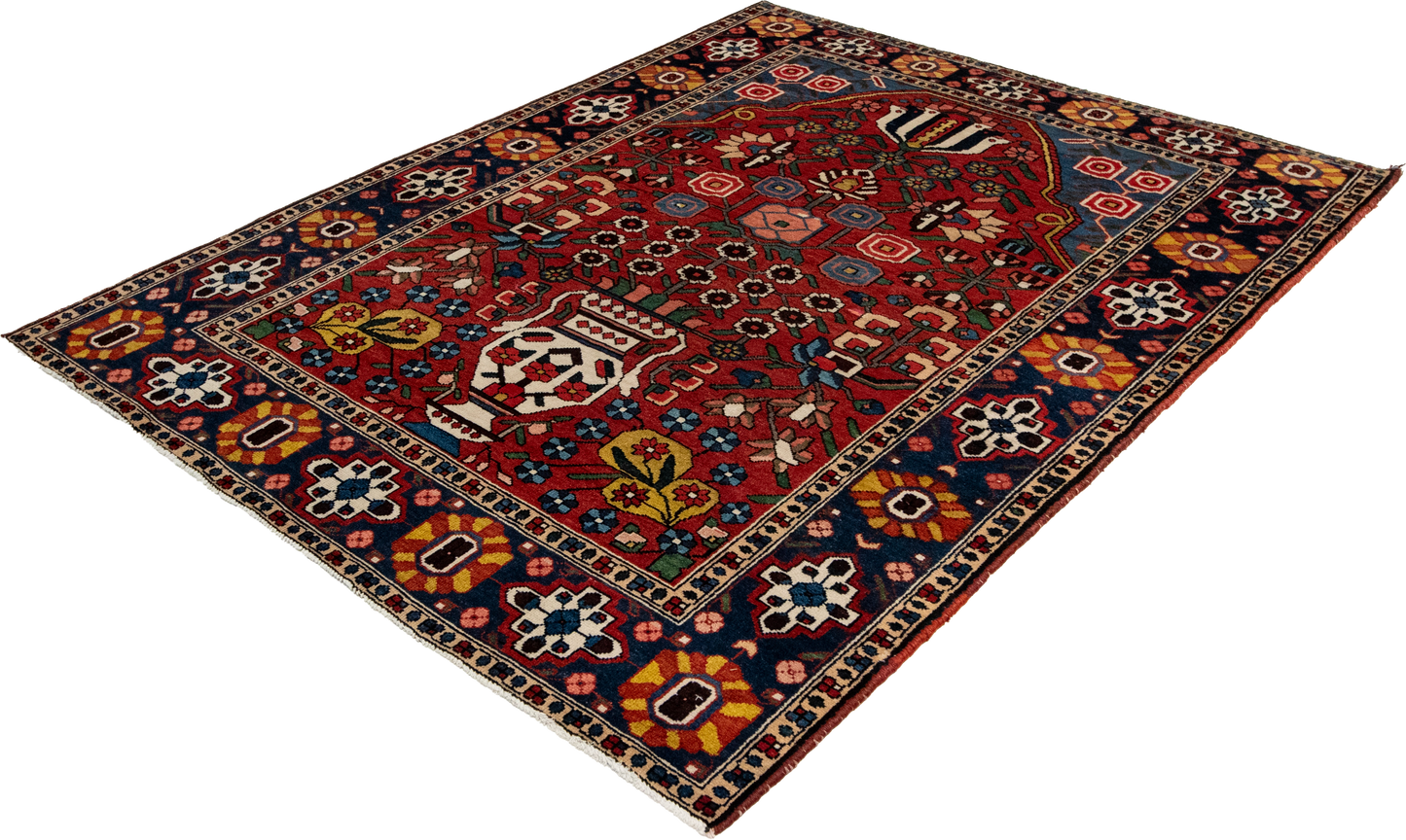 W 5 L 6.6 Bakhtiarie Antique 100% Wool Hand-Woven All-Over Design - 60896