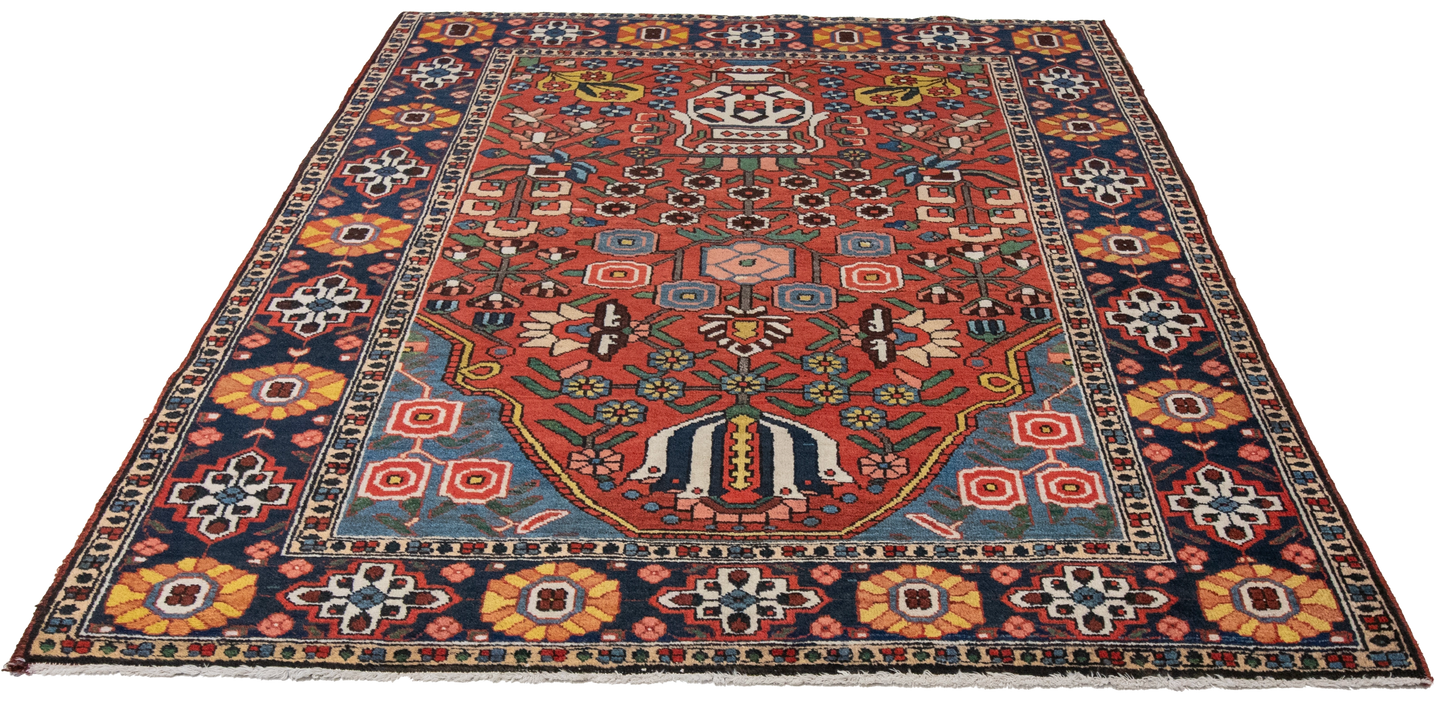 W 5 L 6.6 Bakhtiarie Antique 100% Wool Hand-Woven All-Over Design - 60896