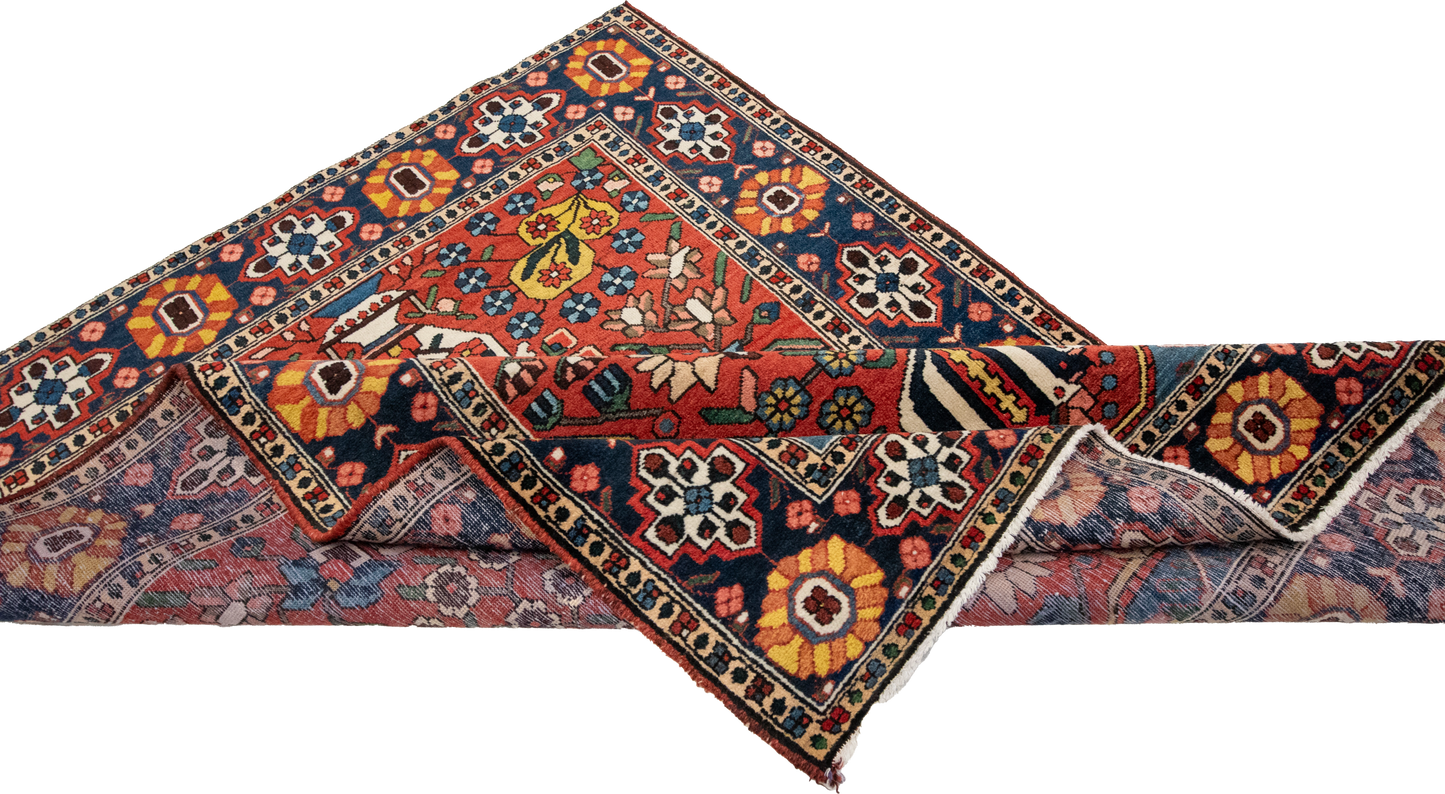 W 5 L 6.6 Bakhtiarie Antique 100% Wool Hand-Woven All-Over Design - 60896