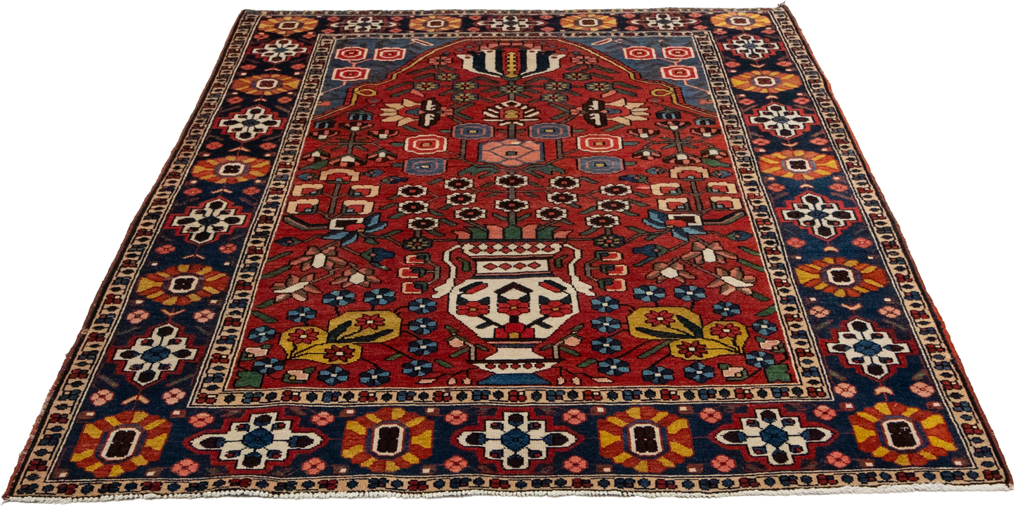 W 5 L 6.6 Bakhtiarie Antique 100% Wool Hand-Woven All-Over Design - 60896
