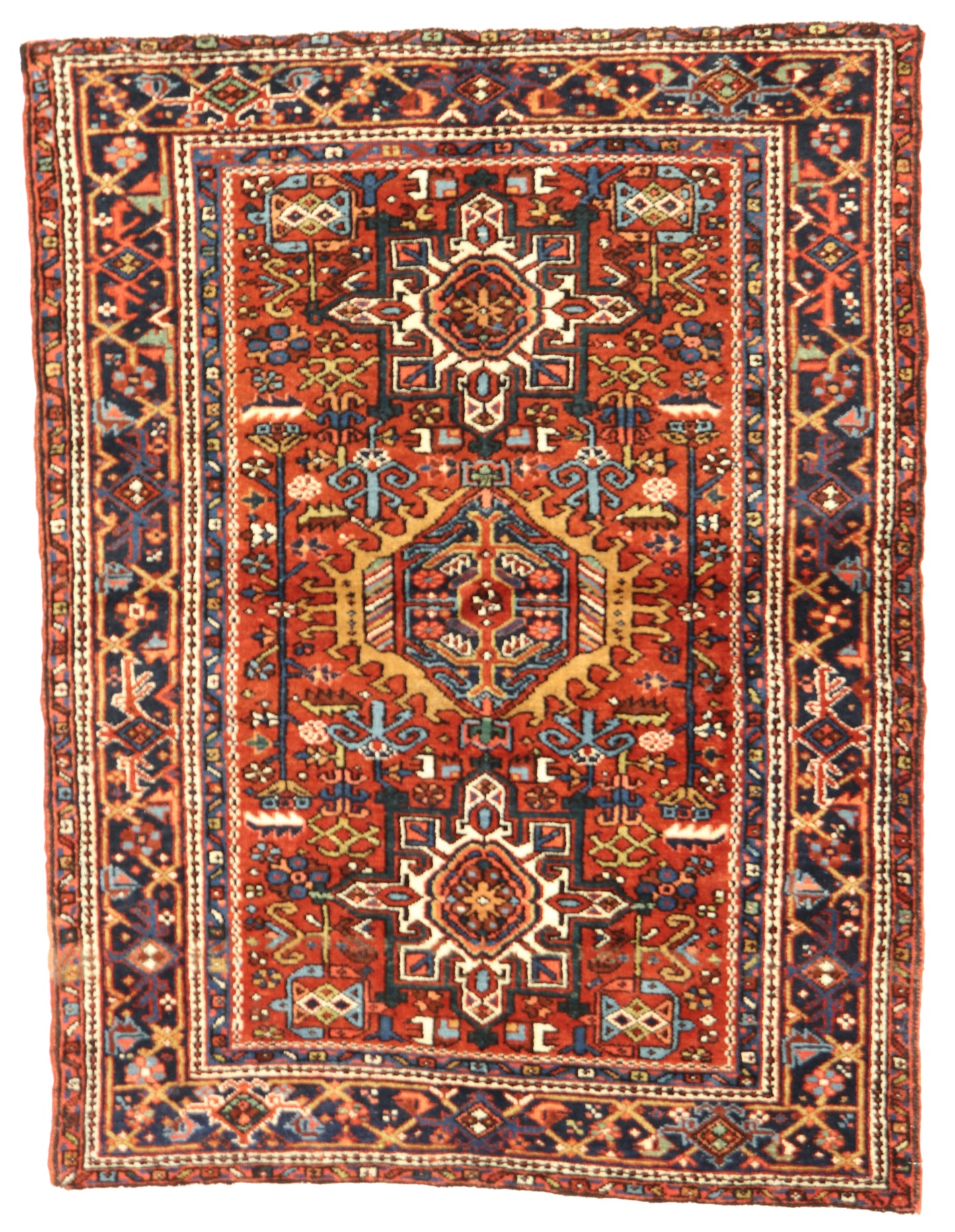 W 3.5 L 4.6 Karageh 100% Wool Hand-Woven Geometric Design - 60898
