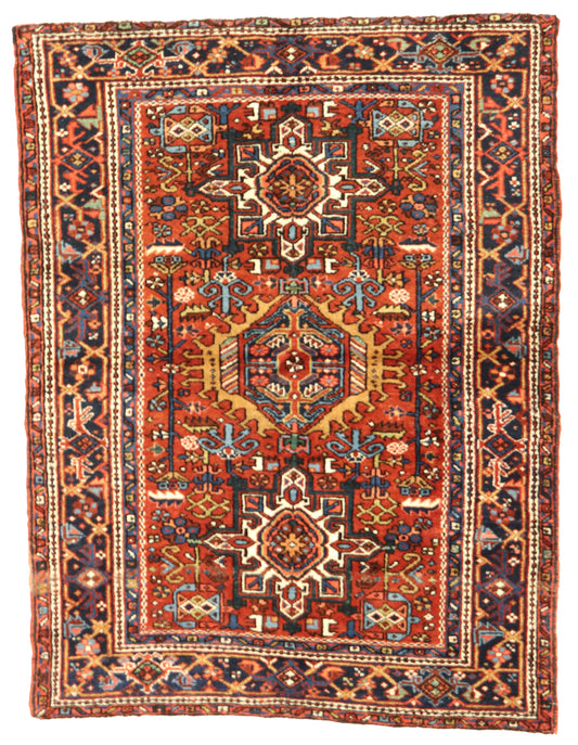 W 3.5 L 4.6 Karageh 100% Wool Hand-Woven Geometric Design - 60898