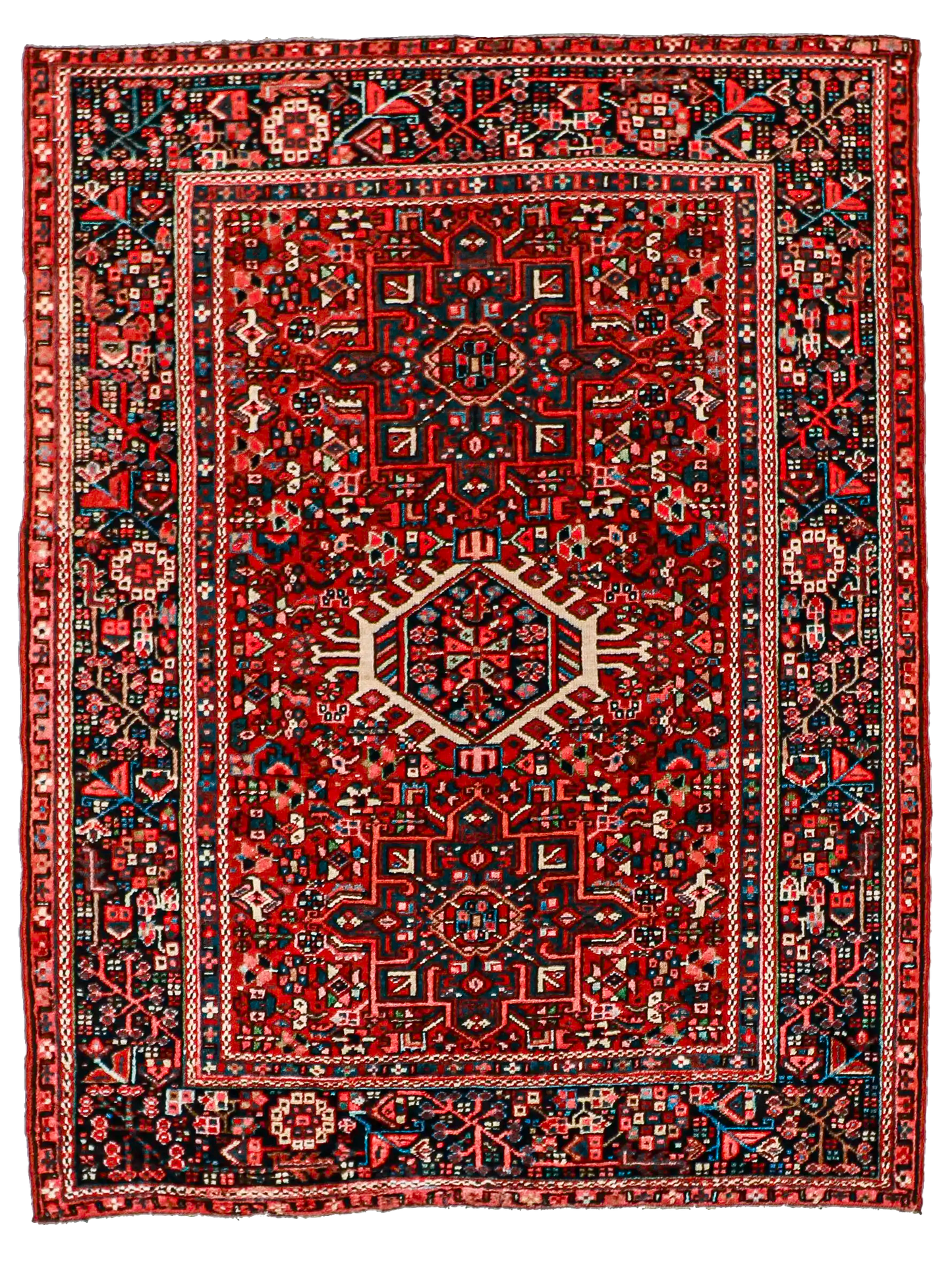 W 4.8 L 6 Karajeh Antique 100% Wool Hand-Woven All-Over Design - 60900