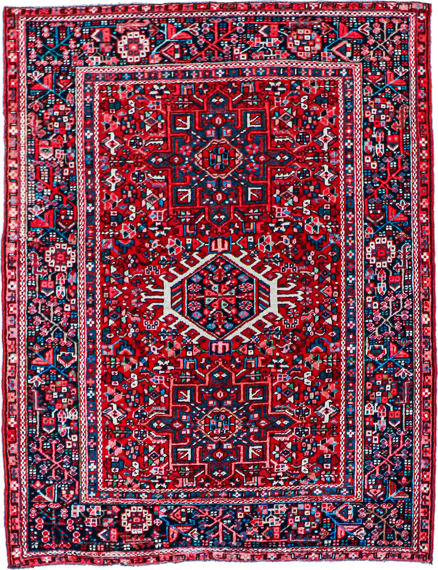 W 4.8 L 6 Karajeh Antique 100% Wool Hand-Woven All-Over Design - 60900